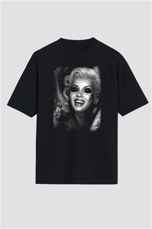 Marilyn Monroe Siyah Unisex Oversize Tişört T-Shirt