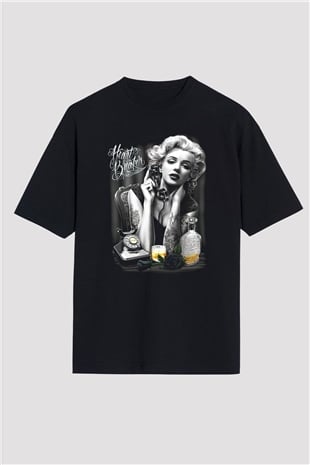 Marilyn Monroe Siyah Unisex Oversize Tişört T-Shirt