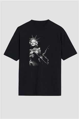 Marilyn Monroe Siyah Unisex Oversize Tişört T-Shirt