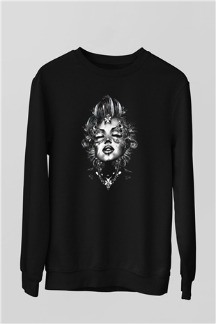 Marilyn Monroe Siyah Unisex Sweatshirt