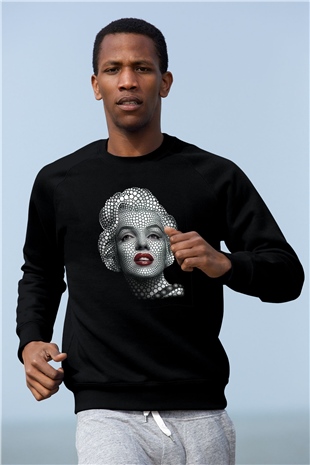 Marilyn Monroe Siyah Unisex Sweatshirt