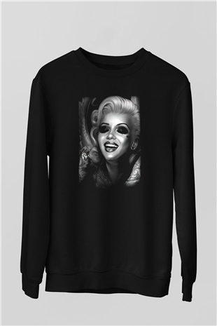 Marilyn Monroe Siyah Unisex Sweatshirt