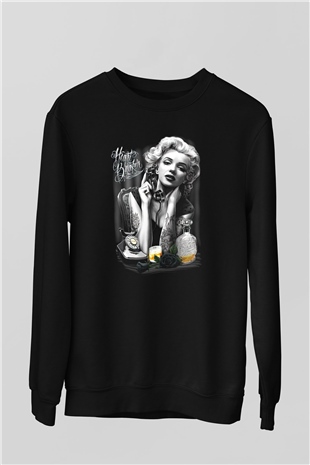 Marilyn Monroe Siyah Unisex Sweatshirt