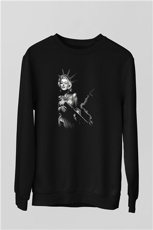 Marilyn Monroe Siyah Unisex Sweatshirt