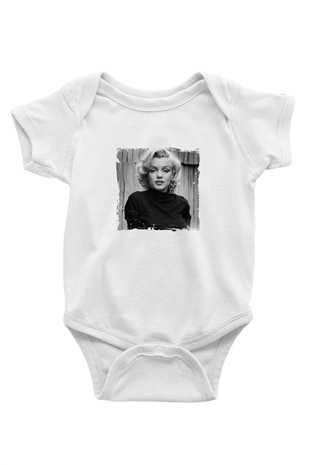 Marilyn Monroe Unisex Baskılı Beyaz Bebek Body - Zıbın
