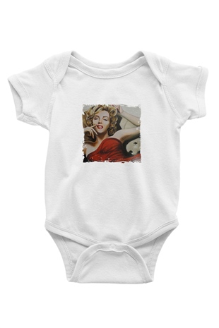 Marilyn Monroe Unisex Baskılı Beyaz Bebek Body - Zıbın