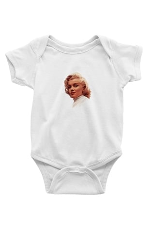 Marilyn Monroe Unisex Baskılı Beyaz Bebek Body - Zıbın