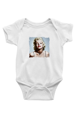 Marilyn Monroe Unisex Baskılı Beyaz Bebek Body - Zıbın