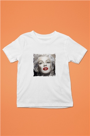 Marilyn Monroe Unisex Baskılı Beyaz Çocuk Tişört