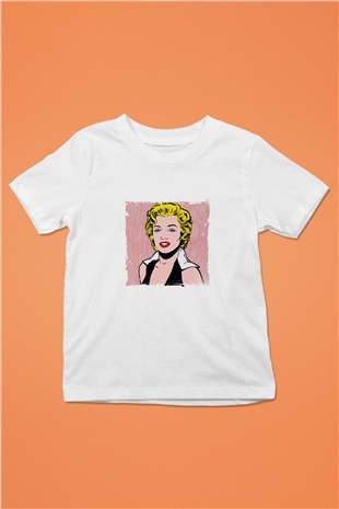 Marilyn Monroe Unisex Baskılı Beyaz Çocuk Tişört
