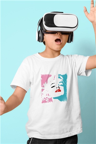 Marilyn Monroe Unisex Baskılı Beyaz Çocuk Tişört