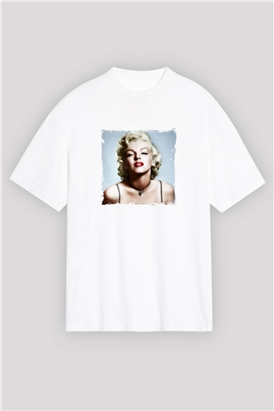 Marilyn Monroe Oversize Baskılı Beyaz Tişört