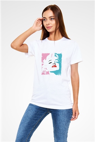 Marilyn Monroe Unisex Baskılı Beyaz Tişört