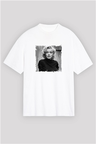 Marilyn Monroe Oversize Baskılı Beyaz Tişört