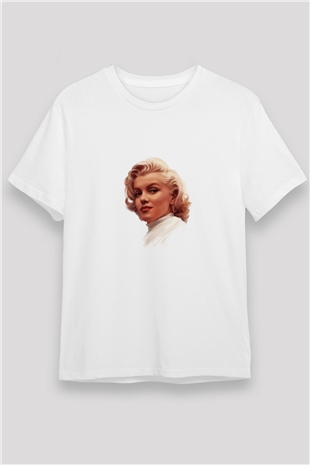 Marilyn Monroe Unisex Baskılı Beyaz Tişört