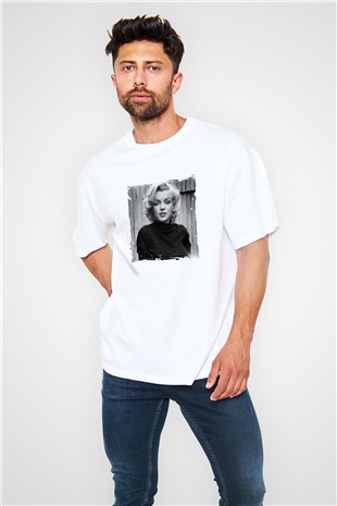 Marilyn Monroe Oversize Baskılı Beyaz Tişört