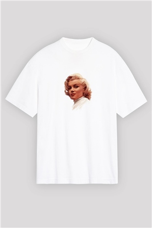 Marilyn Monroe Oversize Baskılı Beyaz Tişört