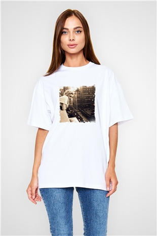 Marilyn Monroe Oversize Baskılı Beyaz Tişört