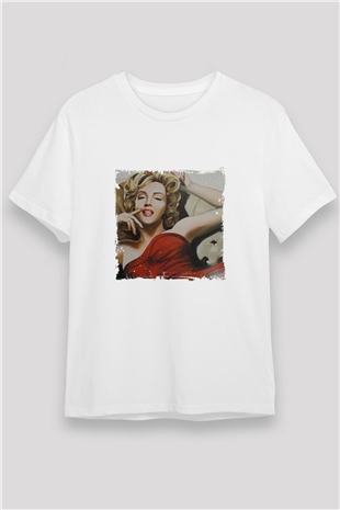 Marilyn Monroe Unisex Baskılı Beyaz Tişört