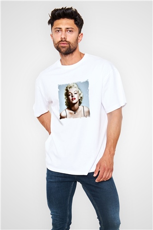 Marilyn Monroe Oversize Baskılı Beyaz Tişört