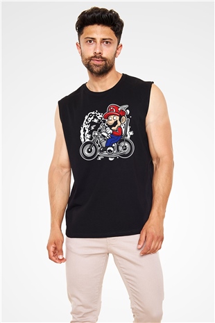 Mario Chopper Rider Siyah Unisex Kolsuz Tişört