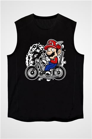Mario Chopper Rider Siyah Unisex Kolsuz Tişört