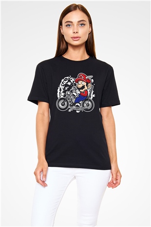 Mario Chopper Rider Siyah Unisex Tişört