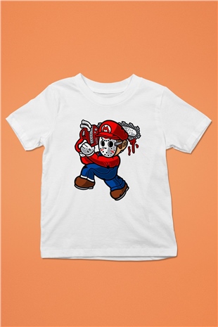 Mario Massacre Baskılı Beyaz Unisex Çocuk Tişört