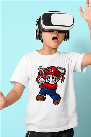 Mario Massacre Baskılı Beyaz Unisex Çocuk Tişört