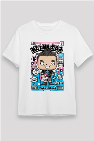 Mark Hoppus Blink 182 Baskılı Unisex Beyaz Tişört