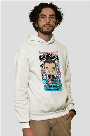 Mark Hoppus Blink 182 Baskılı Unisex Beyaz Hoodie