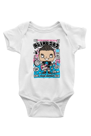 Mark Hoppus Blink 182 Baskılı Unisex Beyaz Bebek Body - Zıbın