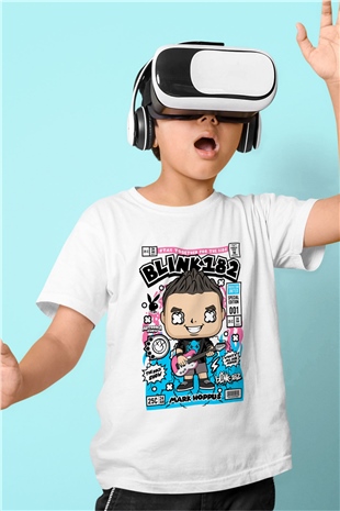 Mark Hoppus Blink 182 Baskılı Unisex Beyaz Çocuk Tişört