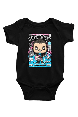 Mark Hoppus Blink 182 Baskılı Unisex Siyah Bebek Body - Zıbın