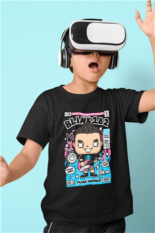 Mark Hoppus Blink 182 Baskılı Unisex Siyah Çocuk Tişört