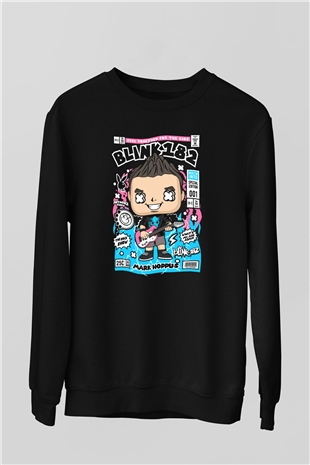 Mark Hoppus Blink 182 Baskılı Unisex Siyah Sweatshirt