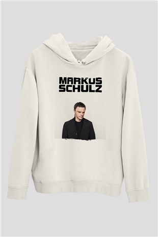 Markus Schulz Beyaz Unisex Kapüşonlu Sweatshirt