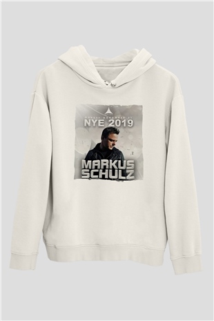 Markus Schulz Beyaz Unisex Kapüşonlu Sweatshirt