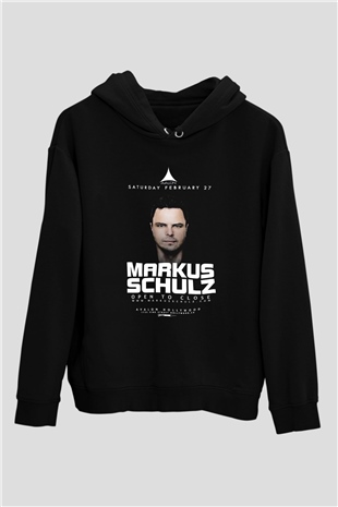 Markus Schulz Siyah Unisex Kapüşonlu Sweatshirt