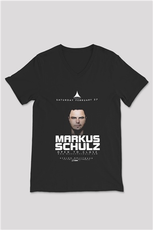 Markus Schulz Siyah Unisex V Yaka Tişört