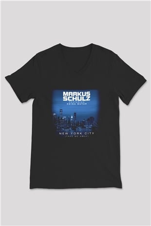 Markus Schulz Siyah Unisex V Yaka Tişört T-Shirt