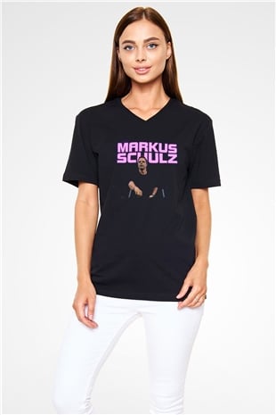 Markus Schulz Siyah Unisex V Yaka Tişört