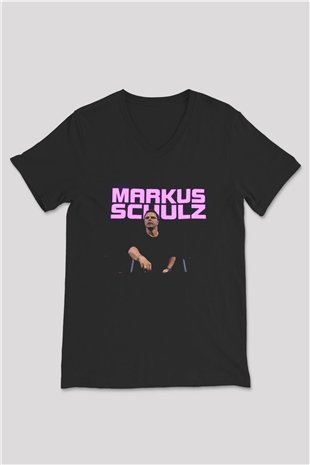 Markus Schulz Siyah Unisex V Yaka Tişört