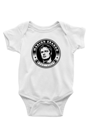 Marlon Brando Baskılı Beyaz Unisex Bebek Body - Zıbın
