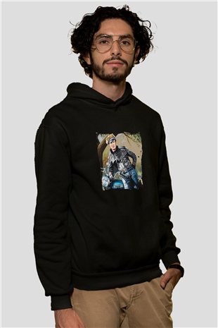 Marlon Brando Baskılı Unisex Siyah Hoodie