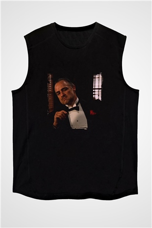 Marlon Brando Baskılı Unisex Siyah Kolsuz Tişört