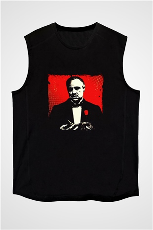 Marlon Brando Baskılı Unisex Siyah Kolsuz Tişört