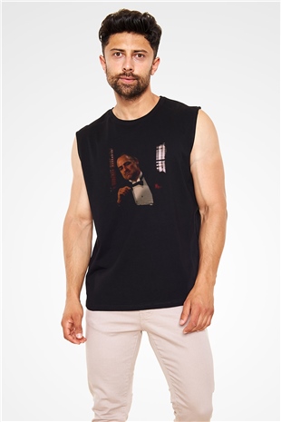 Marlon Brando Baskılı Unisex Siyah Kolsuz Tişört