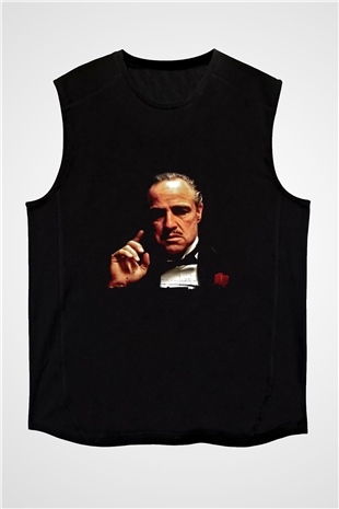 Marlon Brando Baskılı Unisex Siyah Kolsuz Tişört