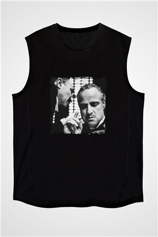 Marlon Brando Baskılı Unisex Siyah Kolsuz Tişört
